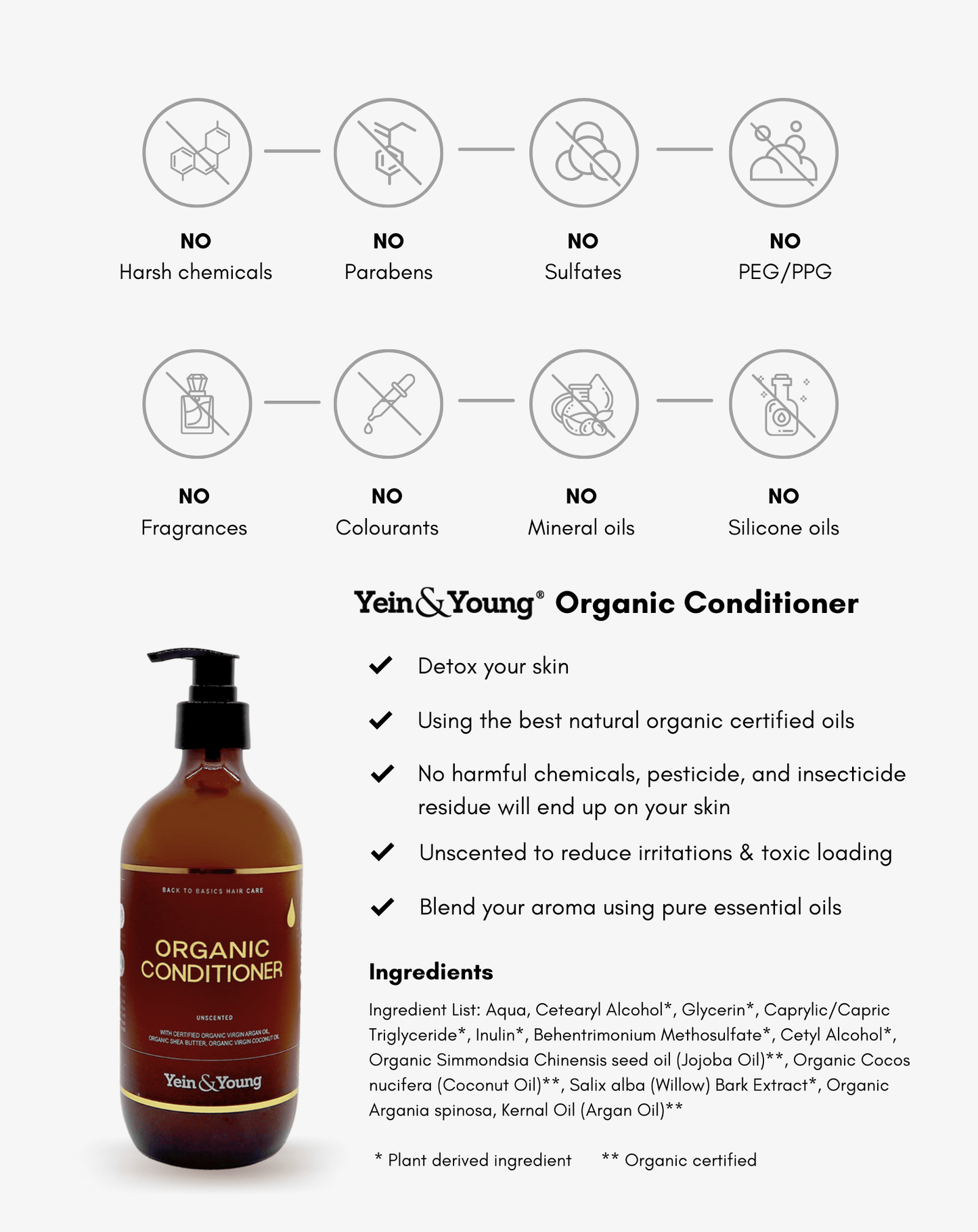 Yein&Young Organic Conditioner - Unscented - 500ml